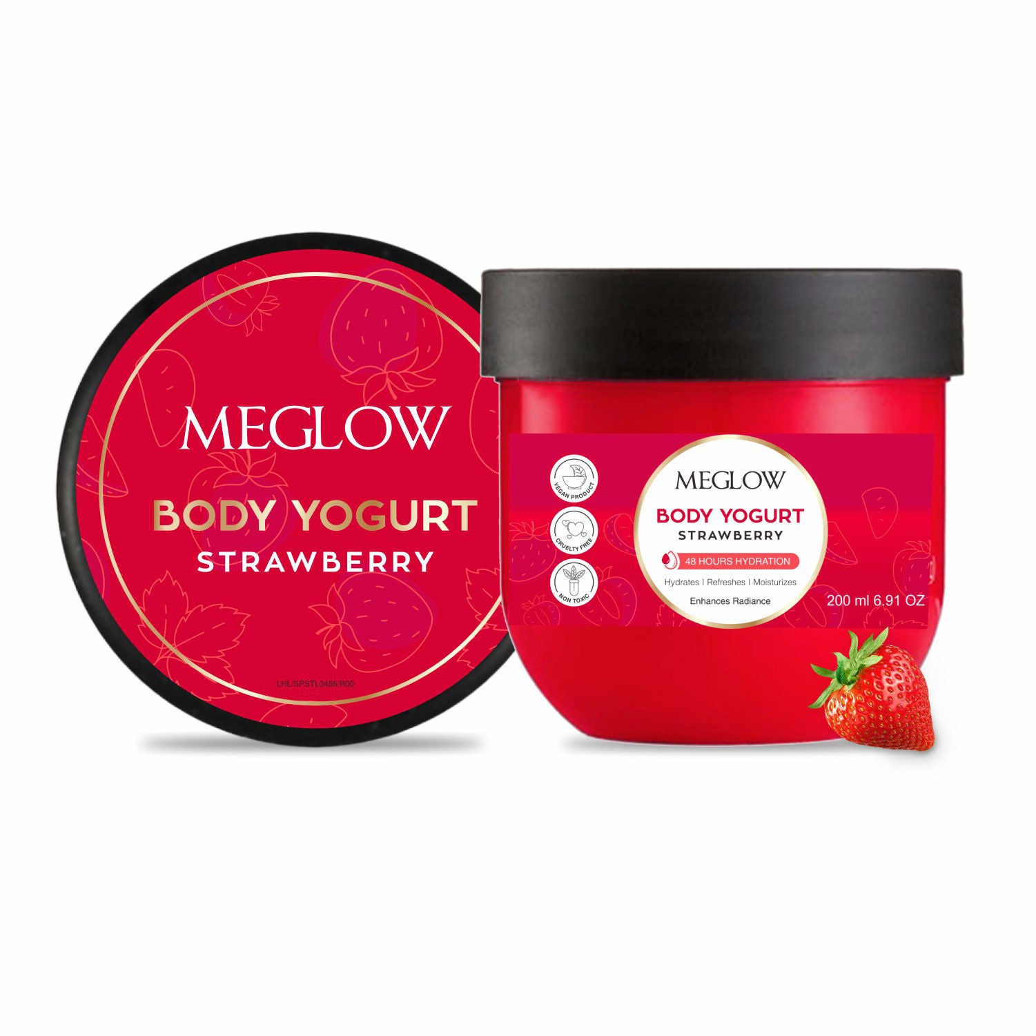 Meglow Strawberry Body Yogurt for Instant Hydration - 200ml