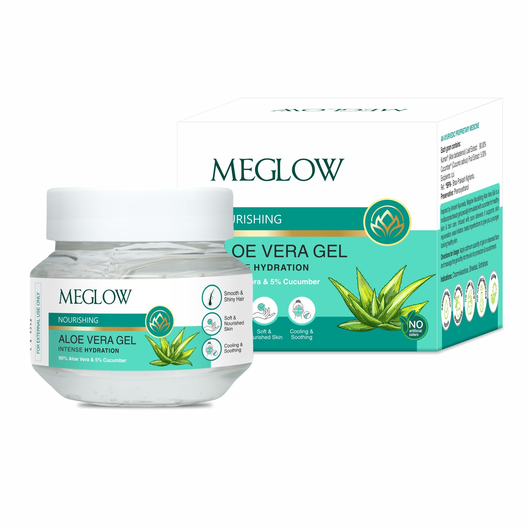 Meglow Aloe Vera Gel with Aloe Vera & Cucumber - 100g