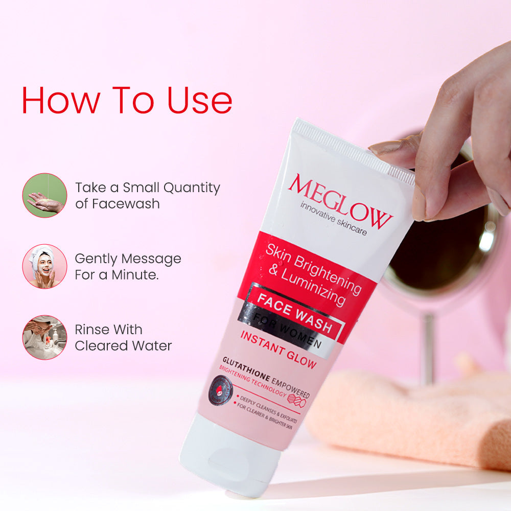 Meglow Women Instant Glow Face Wash how to use