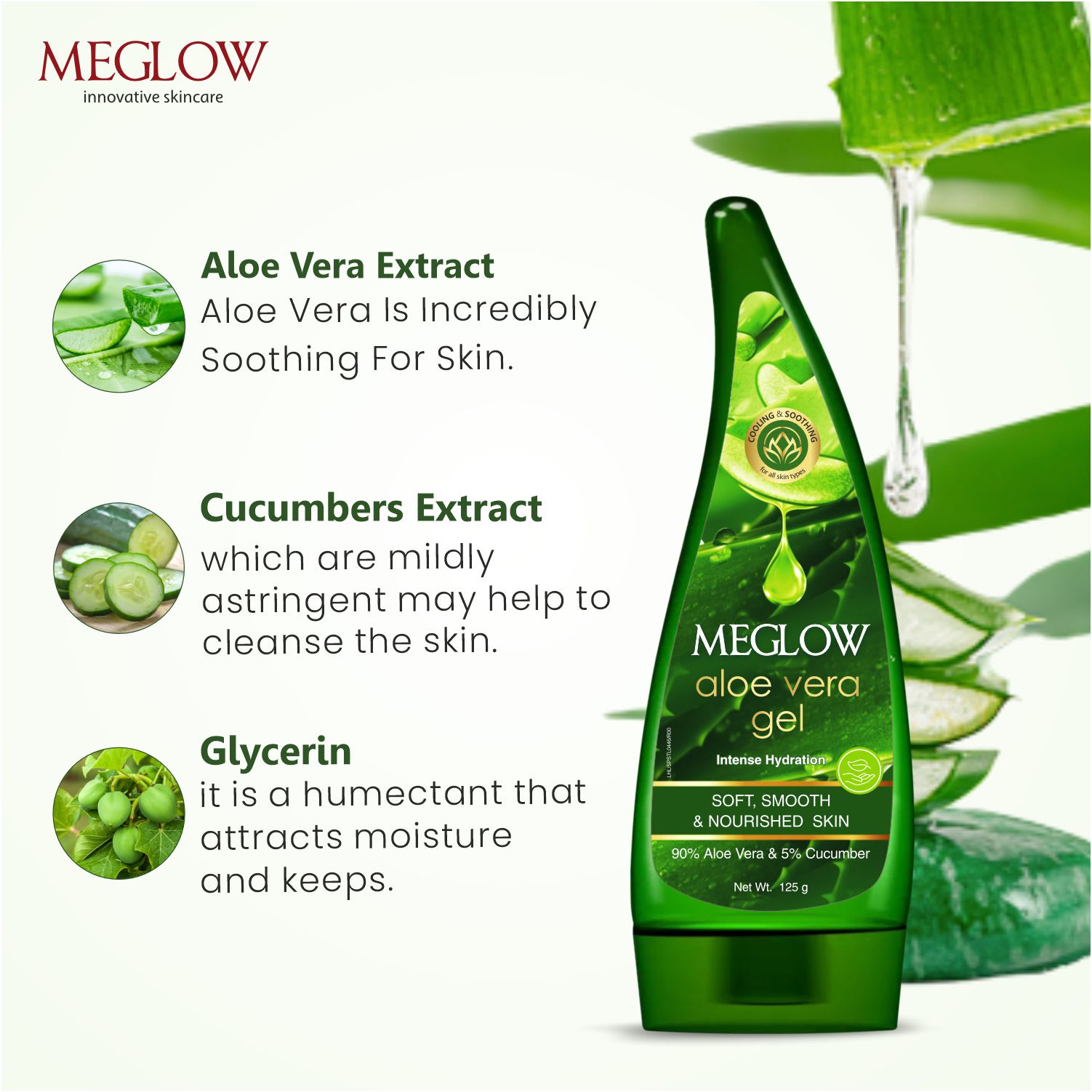 Meglow Aloe Vera Gel - 125g