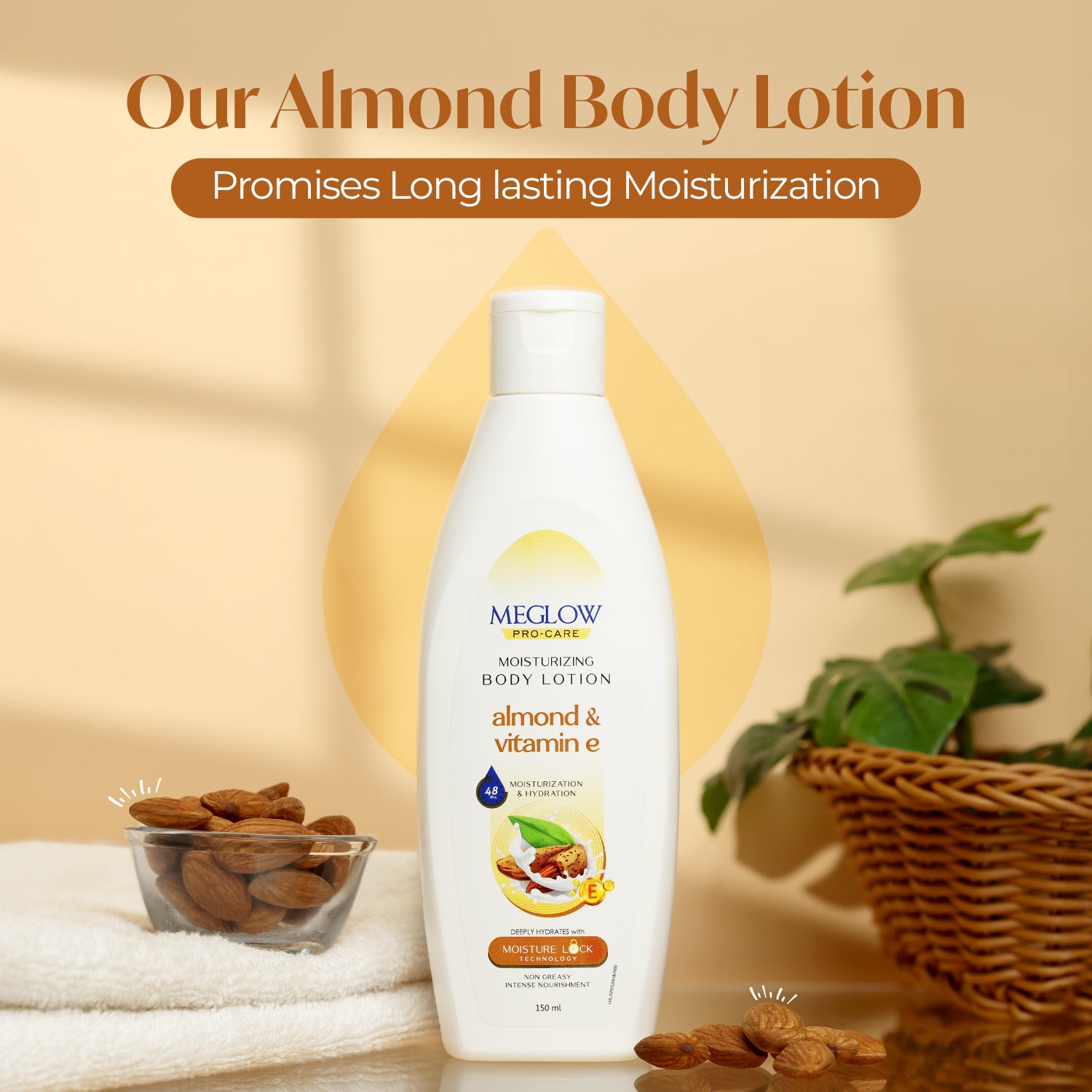 Meglow Almond & Vitamin-E Moisturizing Body Lotion