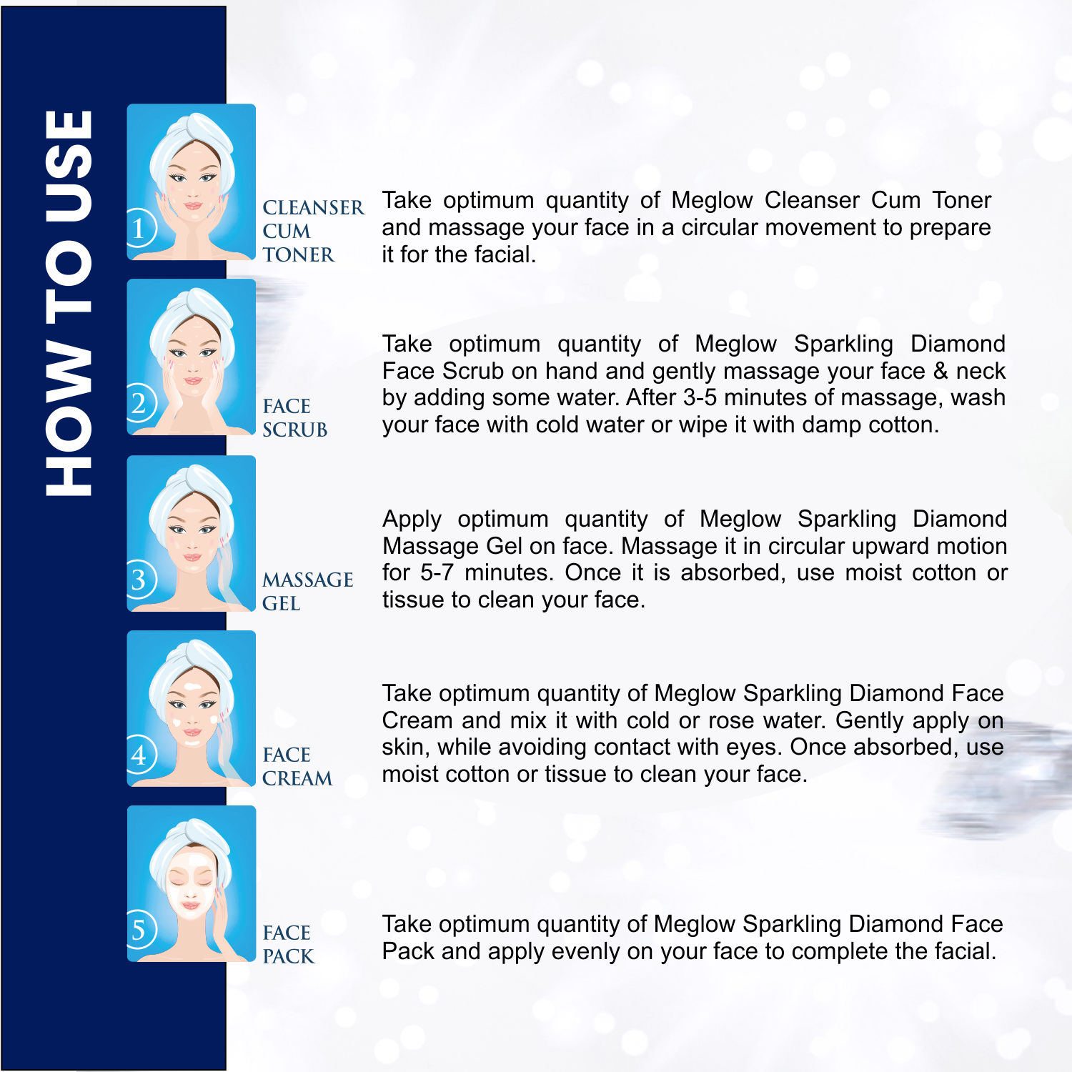 How to Used Meglow Diamond Facial Kit