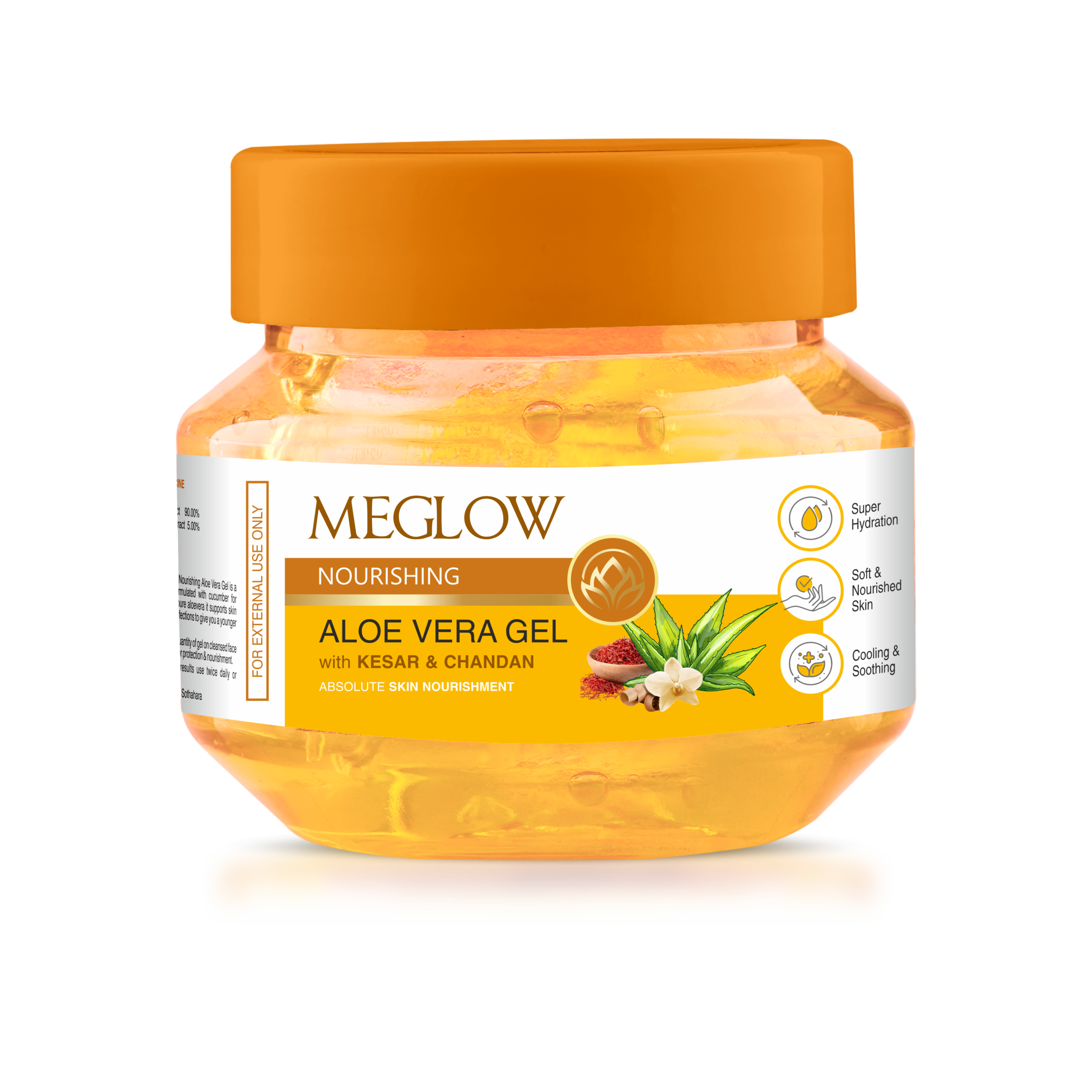 Meglow Aloe Vera Gel with Kesar & Chandan for Face - 100g