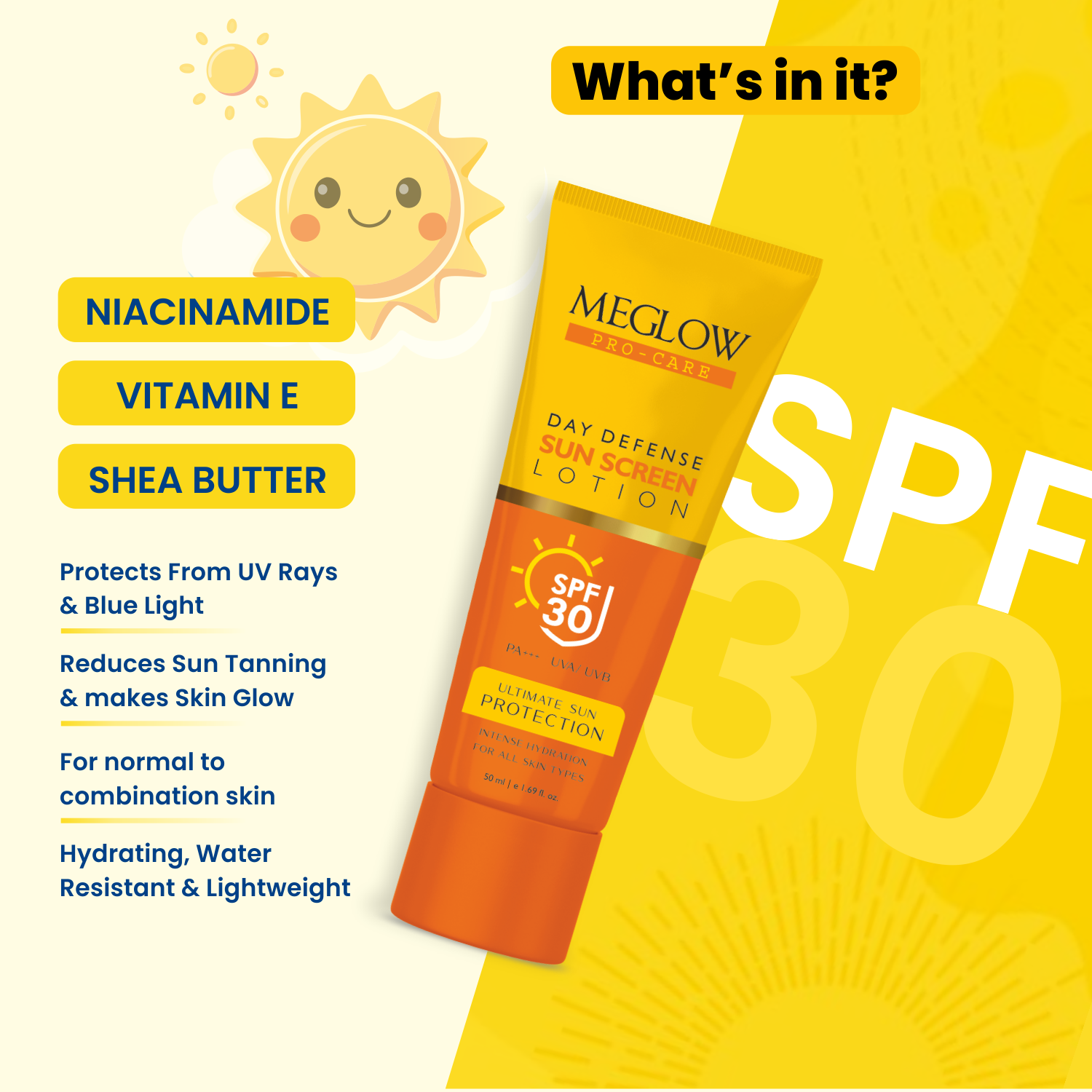 Meglow SPF 30 Sunscreen Lotion